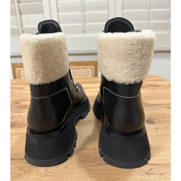 3.1 Phillip Lim Kate Lug Sole Double Zip Shearling Boots Leather 7 US 38 EU NWOB - Picture 10 of 15